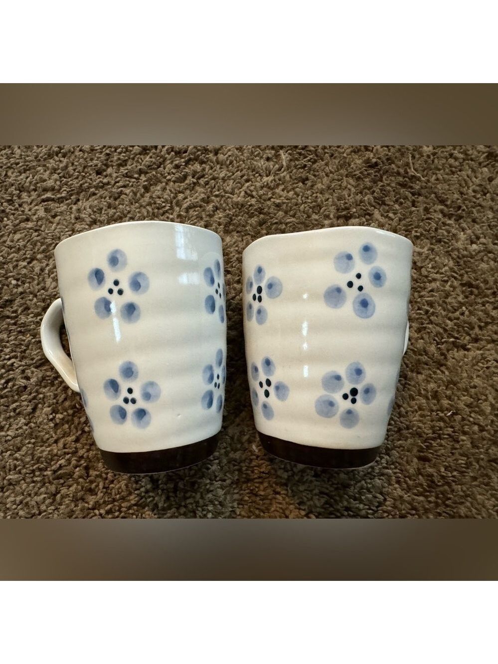 Set of 2 Blue Flowers Coffee Mugs
